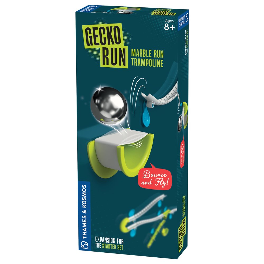 Gecko Run Marble Run Trampoline Expansion Pack by Thames & Kosmos  Extra Stunt for Vertical Marble Run Starter Set; Fast, No-Mess Setup with Residue-free Nano-Adhesive Pads for Hours of Creative Play