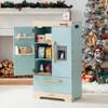 ROBUD Fridge Refrigerator with Ice Dispenser, Wooden Play Fridge Freezer Set for Kids, Toddler Kitchen Playset with Full Accessories Pretend Play Set, Gift for Boys & Girls, Age 3+ view 2