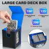 Jaffzora Card Deck Box for MTG Commander, Magnetic Card Display Case,TCG Card Storage Box, Holds 100 Double-Sleeved Cards, Black&Blue view 3