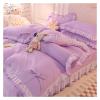 ADovz Purple Bedding Sets Sheets Pillowcases Girl Princess Quilt Cover 4 Pieces Cute Decoration,Bed Sheets view 2