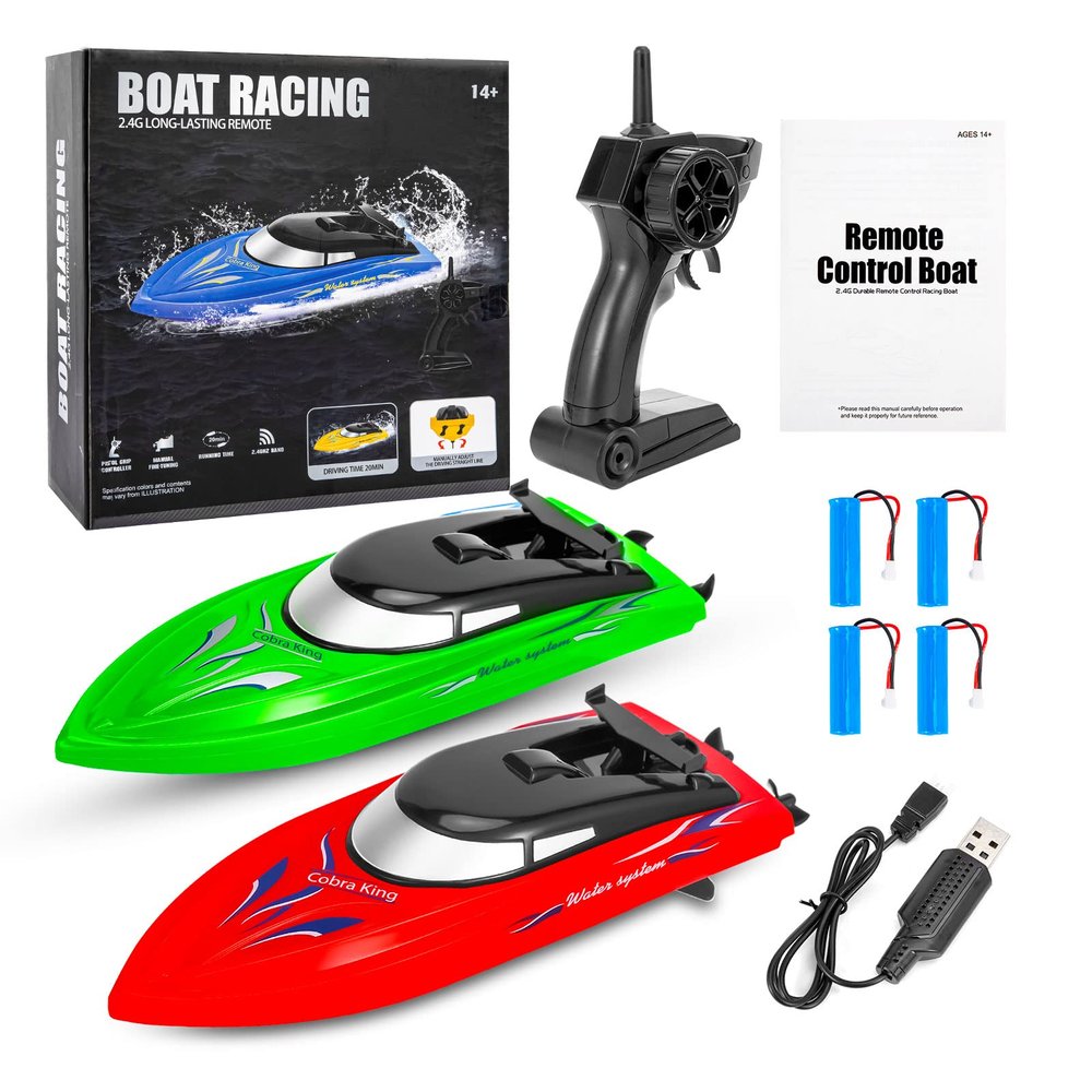 GIMMYFIVE 2PACK RC Boat, 10km/H 2.4G High Speed Remote Control Boats for Kids and Adults, Fast RC Boats