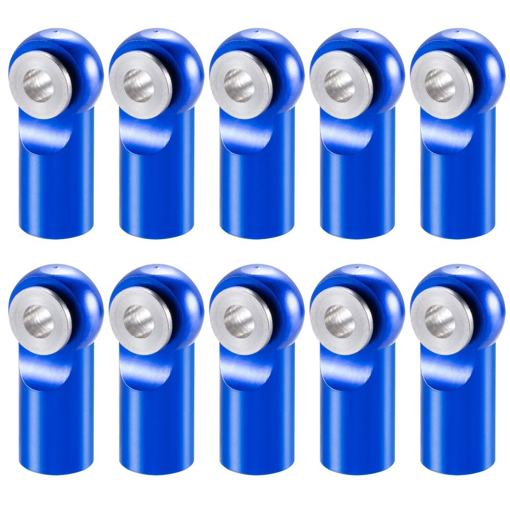 RCHUBAM 10Pcs M2 Link Rod End Joint Aluminum Metal Ball Tie Rod End Head Holder for RC Model Crawler Cars RC Car Truck Crawler Car Boat Upgrade Parts (Blue)