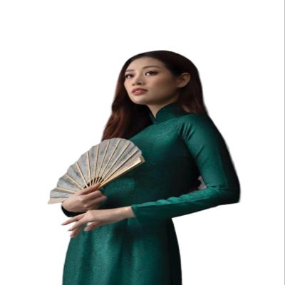 A44 Green Ao Dai Gam No Pants Ao dai Vietnamese Traditional Dress For Women Tet Lunar New Year (L)