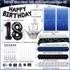 18th Birthday Decorations for Boys Girls, Happy 18th Birthday Decorations Boy Men, Blue Black 18 Year Old Boy Birthday Balloons Banner,Tablecloth, Fringe Curtains Hanging Swirls 18 Bday Decor for Men view 3