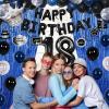 18th Birthday Decorations for Boys Girls, Happy 18th Birthday Decorations Boy Men, Blue Black 18 Year Old Boy Birthday Balloons Banner,Tablecloth, Fringe Curtains Hanging Swirls 18 Bday Decor for Men view 4