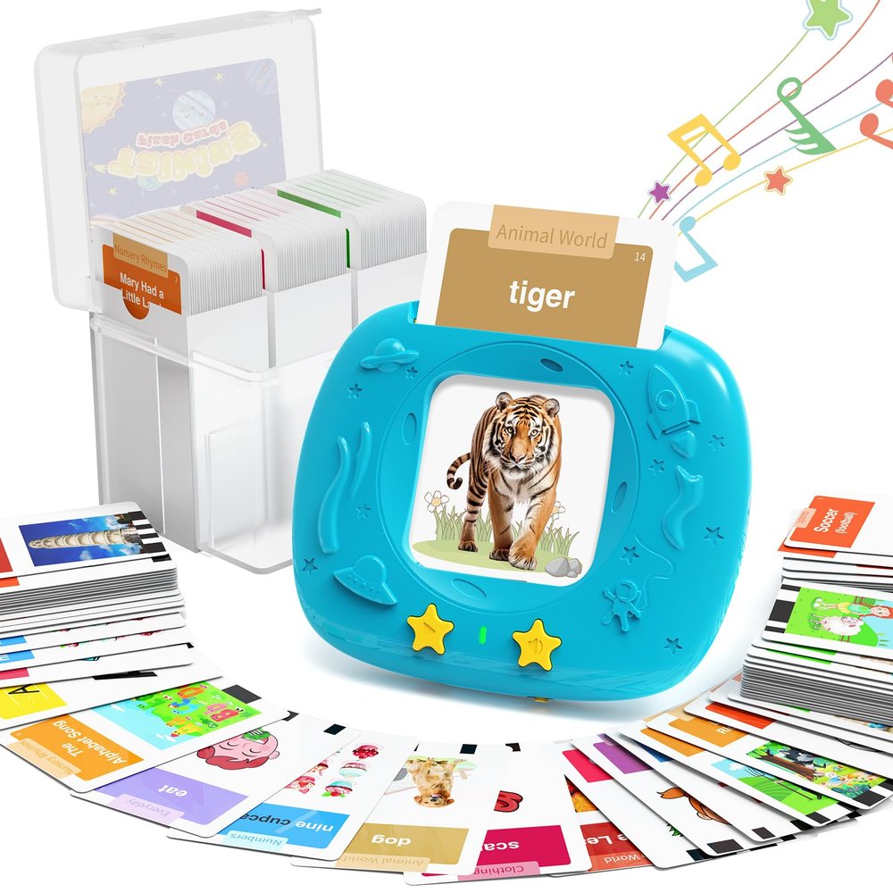 HOMESTEC Toddler Talking Flash Cards with 216 Double-Sided Cards, Speech Therapy Learning Toy for Ages36, 24 Themes with Short Sentences, Real Sounds & Stories, Valentines Gift for Kids