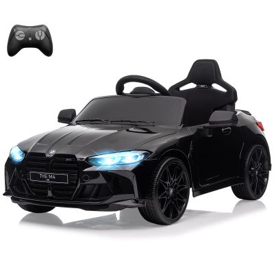 12V Electric Ride On Car w/RC,Licensed by BMW M4 Toddler Electric Vehicle for 37-83 Months,Power Wheels for Boys Girls, with Suspension System,3 Speeds, Bluetooth, MP3, Double Door, LED Light(Black)