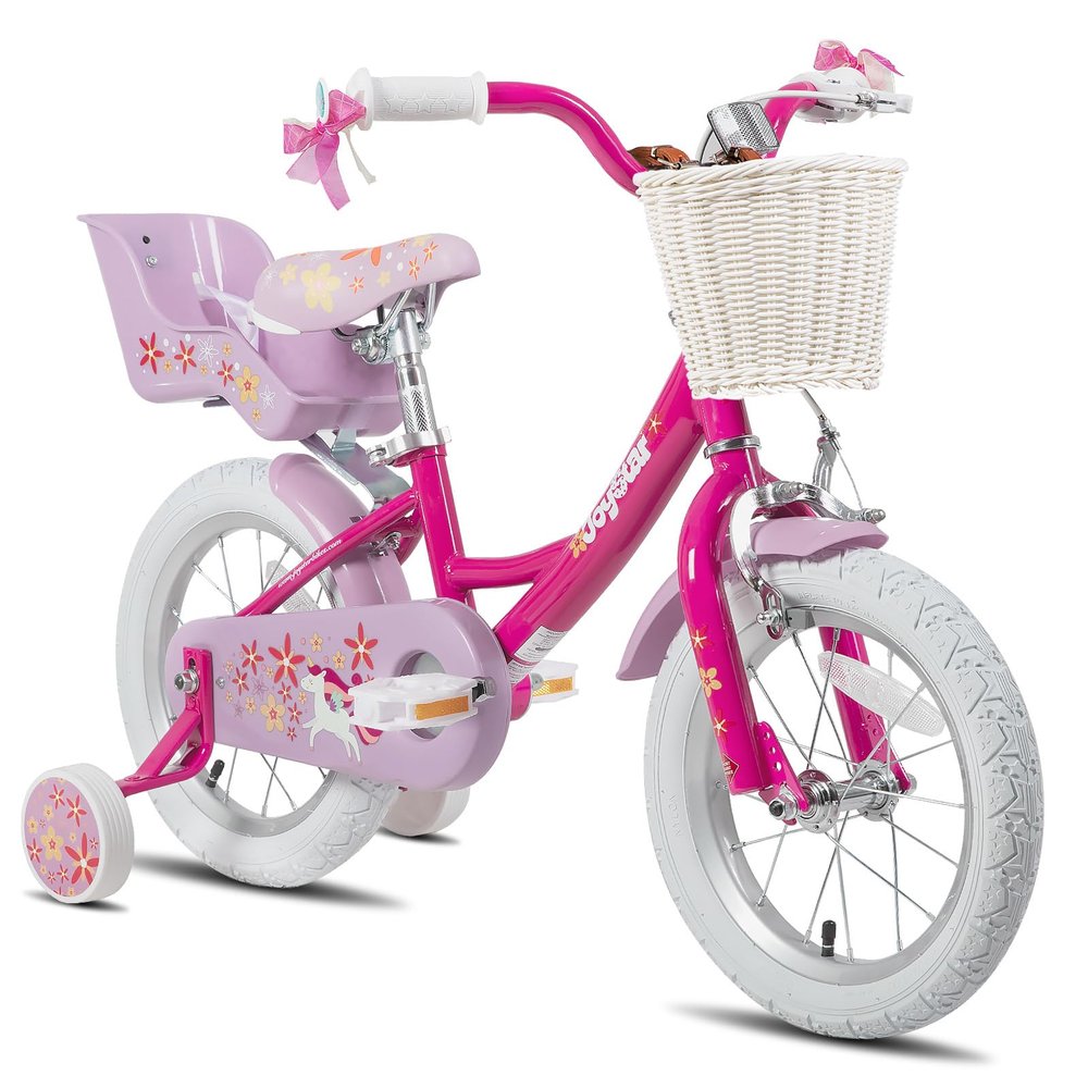 JOYSTAR Unicorn 16" Kids Bike for 4-7 Years Girls Toddler Bike Fuchsia
