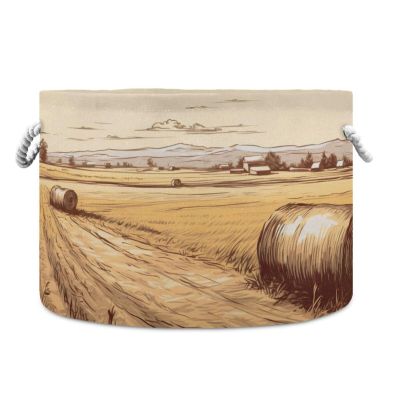 GOODOLD Farm Field Extra Large Storage Basket Decorative Laundry Basket with Handles, Rope Basket for Clothes, Blanket, Towel, 20 x 14 Inch