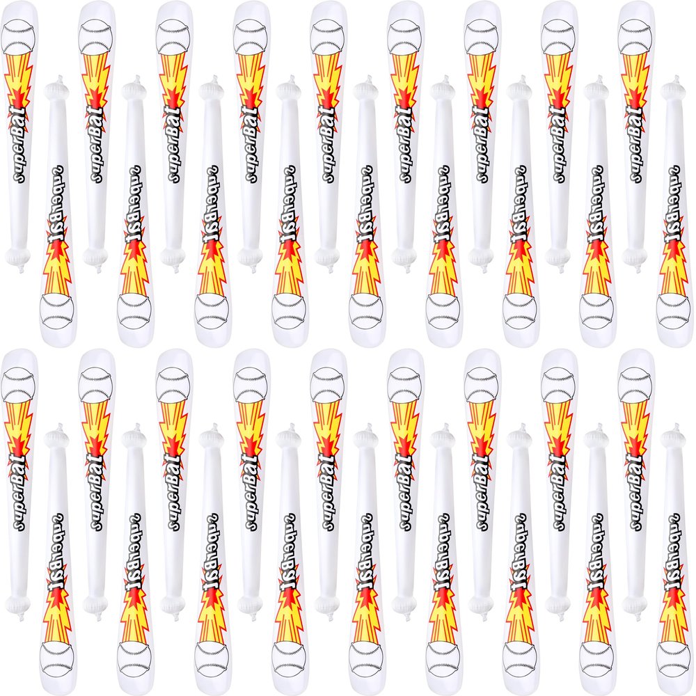 Sonarun 36 Pack Inflatable Baseball Bats Bulk Blow Up Baseball bat inflates for Summer Pool Baseball Birthday Party Favors