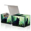 ACWDMKH for MTG Commander Deck Box,Card Deck Box for Trading Yugioh MTG,Fits 100 Double Sleeved Cards,PU Leather Strong Magnet Case for Magic Commander TCG CCG,Black Cat Forest view 1