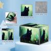 ACWDMKH for MTG Commander Deck Box,Card Deck Box for Trading Yugioh MTG,Fits 100 Double Sleeved Cards,PU Leather Strong Magnet Case for Magic Commander TCG CCG,Black Cat Forest view 2