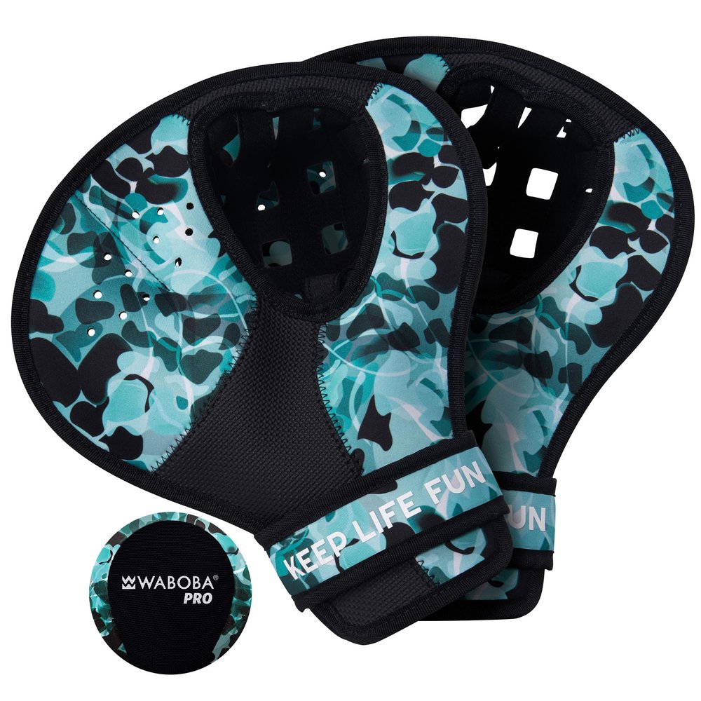 Waboba Catch Water Gloves Pro Water Bouncing Ball Set - for Beach Games & Swimming Pool Toys 2 Baseball Style Mitts for Catching Water Balls One Size Ambidextrous Design, Black