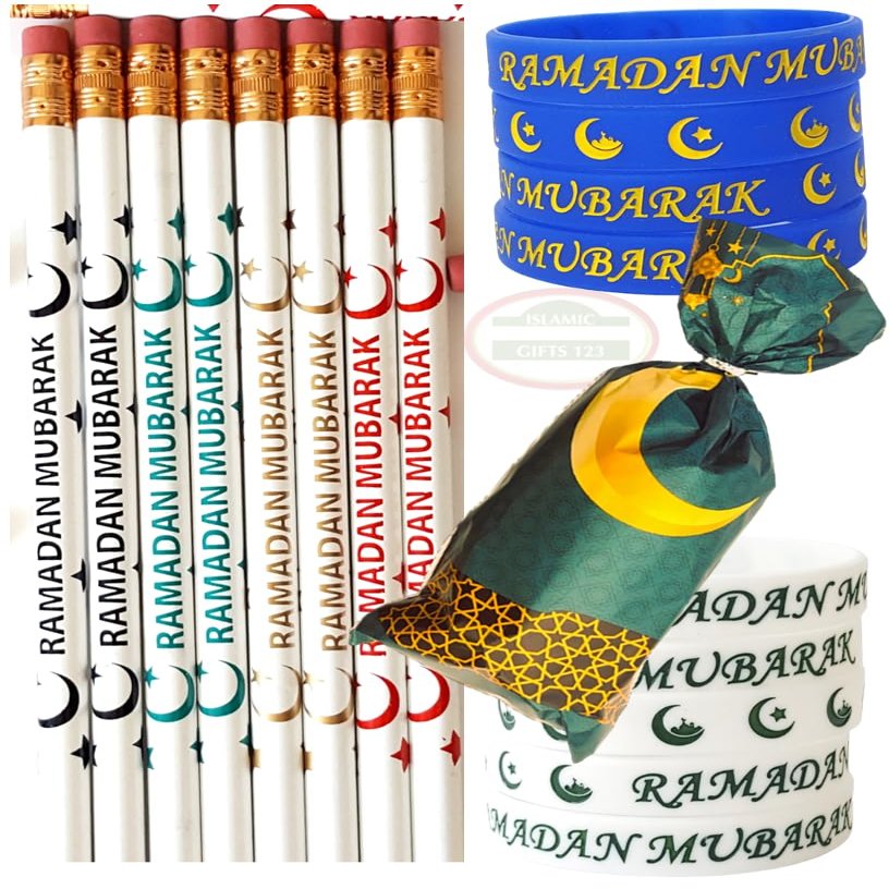 [1000 Pack] Wristbands+Goody bags+Balloons+Stickers+Pencils Ramadan Kids Favors Ramadan Ramadan Party Pack Muslim Kids Gifts