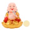 Nachukan Solar Shaking Head Maitreya Buddha Statue, Nodding Monk Car Ornament for Wealth and Fortune - Solar Powered Vibrating Monk Toy, Buddha Decoration and Gift(Gold) view 1