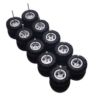 10 Set 1 64 Scale Wheels Silver Large Trucks Off-Road Modified Tire 1/64 Off Road Wheels and Tires Set with 5 of Rims(Tire Diameter 0.68in/17.2mm)