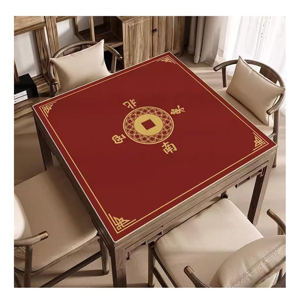Red Mahjong Table Mat, Anti Slip Noise Reduction Mahjong Table Pad for Mahjong Poker Card Games Board & Tile Games (Color : Red, Size : 31.5x31.5inch)