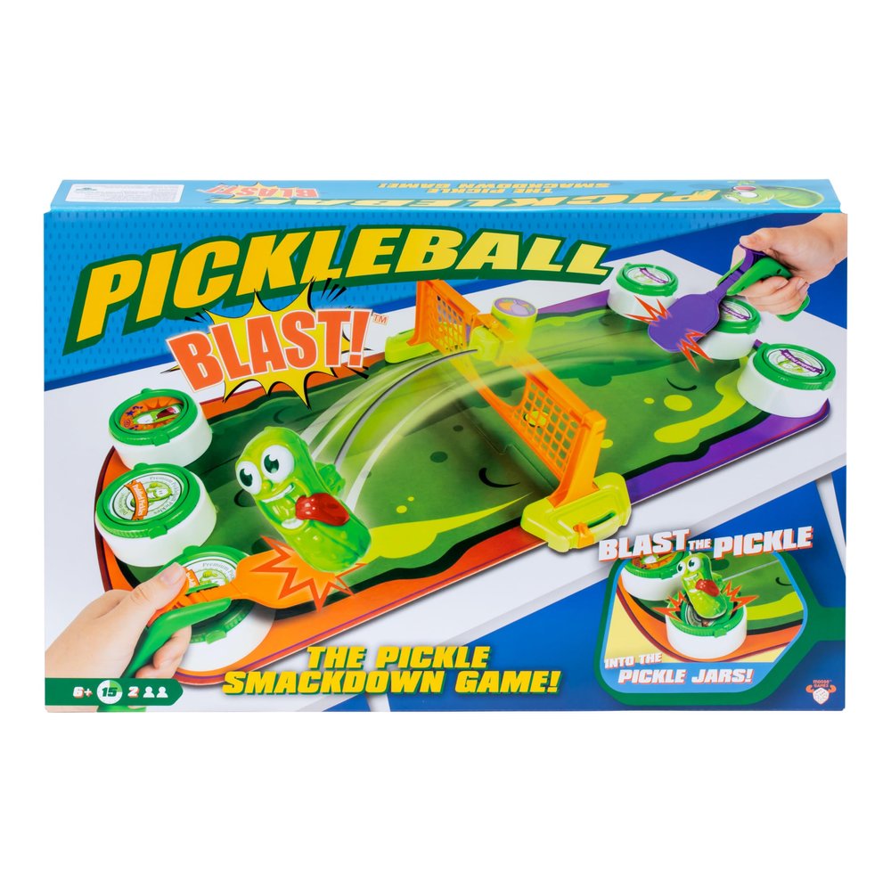 Pickleball Blast - The Pickle Smackdown Game, Players Will Love to Smash The Wildly Wiggling Pickle with Their Pickleball Paddle & Try to Flip Over The Pickle Jar Lids to Win, for 2 People, Aged 6+