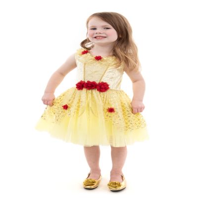 Little Adventures Yellow Beauty Princess Party Dress - Machine Washable Child Pretend Play Costume Outfit with No Glitter (X-LARGE 7-9 YEARS)