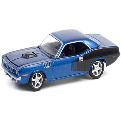 1970 Plymouth Barracuda Custom Hardtop Blue Metallic and Black with Modern HEMI Lettering (Lot #720) Barrett Jackson Scottsdale Edition Series 7 1/64 Diecast Model Car by Greenlight 37230C
