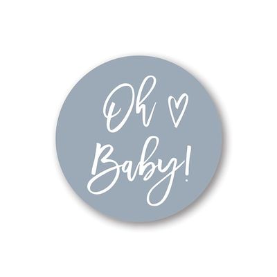 1.5-Inch Round Oh Baby Stickers - Set of 60 (Blue)