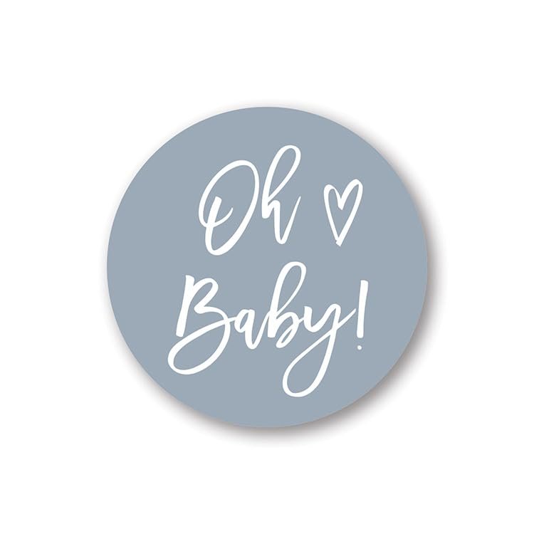 1.5-Inch Round Oh Baby Stickers - Set of 60 (Blue)