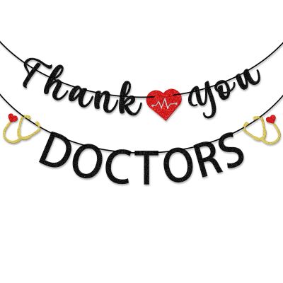 Little Man Thank You Doctors Banner, Doctor Appreciation Banner, National Doctor's Day Party Decor, Black Glitter