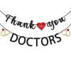 Little Man Thank You Doctors Banner, Doctor Appreciation Banner, National Doctor's Day Party Decor, Black Glitter view 1