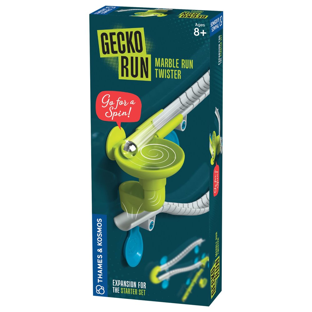 Gecko Run Marble Run Twister Expansion Pack by Thames & Kosmos Extra Stunt for Vertical Marble Run Starter Set; Fast, No-Mess Setup with Residue-Free Nano-Adhesive Pads for Hours of Creative Play