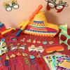 Yuxung Mexican Party Decorations Include Mexican Sombrero Hat Piata with Stick Blindfold Confetti 24 Sheets Stickers 6 Keychains 6 Straws 12 Paper Eyeglasses Fiesta Party Favors for Cinco De Mayo view 3
