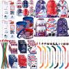 Paterr 102 Pcs Hockey Party Favor Supplies Set Include Hockey Drawstring Bags Silicone Bracelets Badge Buttons Spiral Notebooks Pencils and Erasers Bookmarks and Stickers for Gifts view 1