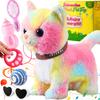 Colorful Walking Cat for Kids Kitten Toys Girls That Purrs and Meows Animated Plush Robot Kitty with Leash Moving Plush Stuffed Animal Remote Control Singing Robotic Kitty Electronic Pet for Baby view 1