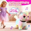Colorful Walking Cat for Kids Kitten Toys Girls That Purrs and Meows Animated Plush Robot Kitty with Leash Moving Plush Stuffed Animal Remote Control Singing Robotic Kitty Electronic Pet for Baby view 2