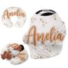 Personalised Car Seat Cover for Girls and Boys - 7 in 1 Multipurpose Breast Feeding Cover, White Star Nursing Cover, Grocery Cart Cover - Birthday Gift for Babies view 1