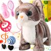 Grey Robotic Cat Toy for Kids Remote Control Walking Kitten for Girls with Leash Electronic Pet Set That Meow and Purrs Animated Robot Kitty Interactive Plush for Toddlers Baby view 1