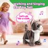 Grey Robotic Cat Toy for Kids Remote Control Walking Kitten for Girls with Leash Electronic Pet Set That Meow and Purrs Animated Robot Kitty Interactive Plush for Toddlers Baby view 2