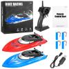 2-Pack 10 km/h 2.4GHz RC Boat for Pools and Lakes - Remote Control Boats for Kids and Adults, Includes 4 Rechargeable Batteries - Ideal for Boys and Girls-blue+red view 4