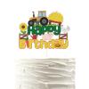 Green and Gold Tractor Cake Topper,Farm Vehicle Car Theme Party Decor,Construction Dump Truck Themed For Kids Boy Girl Happy Birthday, Farm Theme Happy Birthday Party Decorations. view 1