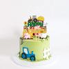Green and Gold Tractor Cake Topper,Farm Vehicle Car Theme Party Decor,Construction Dump Truck Themed For Kids Boy Girl Happy Birthday, Farm Theme Happy Birthday Party Decorations. view 3
