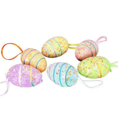 6Pcs Easter Colorful Eggs Handmade Art Ornament Decorative Crafts Supplies for Children Adults DIY Photo Props Easter Eggs