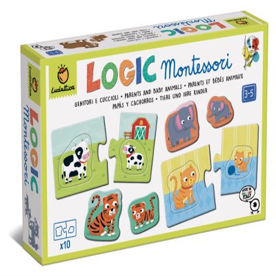 Ludattica - MONTESSORI GAMES - Associates parents and puppies! - Educational game 3-5 years - Made in Italy
