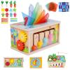 Ancaixin 6-in-1 Montessori Tissue Box Toy for 6+ Months Baby, Wooden Activity Cube, Puzzles 12-18 Months, Perfect 1 Year Old Girl Boy Gifts, Sensory Toys for Toddlers 1-3, Baby 1st Birthday Gift view 1