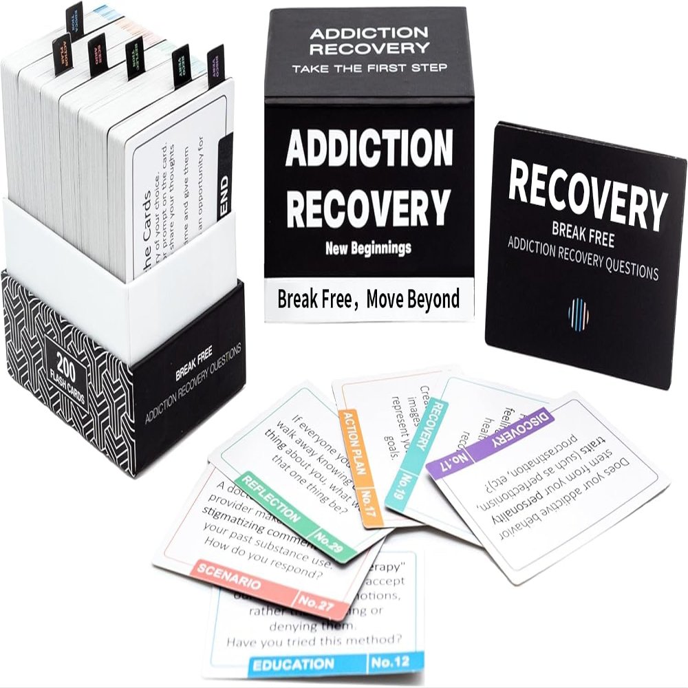 200 Addiction Recovery Cards for Engaging Group Therapy & Conversations  Icebreaker Tools for Addressing Substance Abuse, Mental Health Enhancement, and Preventing Relapse