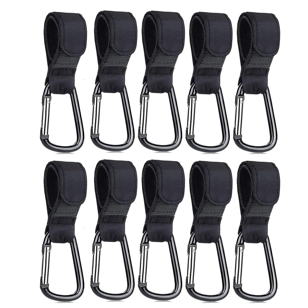 1-10pcs Stroller Hooks Buckles Clip Aluminum Alloy Carabiner Cart Organizer Diaper Bag Shopping Pram Hook Buckle Stroller Hanger (Color : 10pcs)