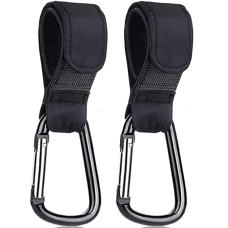 1-10pcs Stroller Hooks Buckles Clip Aluminum Alloy Carabiner Cart Organizer Diaper Bag Shopping Pram Hook Buckle Stroller Hanger (Color : 2pcs)
