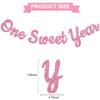 BEISHIDA Pink Glitter Sweet 1 Year Banner(Pre-Strung), First Birthday Anniversary Party Decorations Supplies for Boys Girls, Sweet Bunting Sign,1st Bday Baby Shower Hanging banner view 2