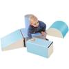 Fulvari 5 Piece Climb and Crawl Activity PlaySet, Including Slide Ramp,Cylinder Block and Semicircle Block,Soft Foam Indoor Active Playset for Stacking Crawling and Sliding at Home view 2