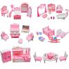 75 Pcs Dollhouse Furniture Set Accessories,Small Dollhouse Miniature Pretend Play Family Toys Gift,Toddler Boy Girl Kid 3Y+ Mini Bedroom/Livingroom/Bathroom/Kitchen/Infant Room Kit view 1