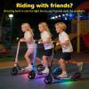 SIMATE Electric Scooter for Kids, Motorized E-Scooters with Colorful Front Light and Pedal Lights, LED Display & Foldable, Dual Braking System, Top 8.7mph & 5 Miles, Gifts for Kids, Girls, Boys, Teens view 2
