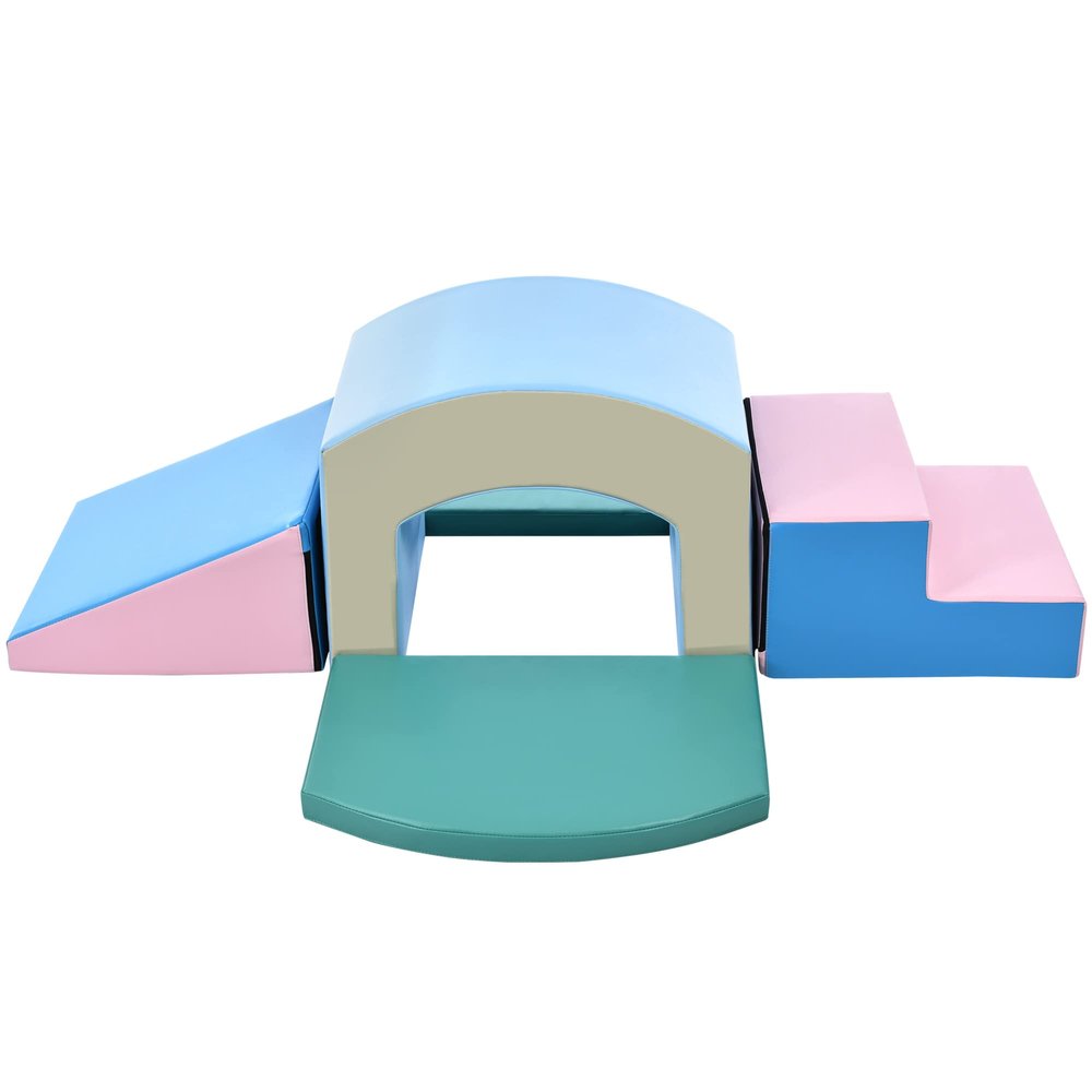 Fulvari Toddler Foam Climbing Blocks,Grow-n-Learn Tunnel Climber,Including Single-Tunnel Foam Climber,Slide Stairs and Ramp,Soft Foam Indoor Active Playset for Crawling and Sliding at Home